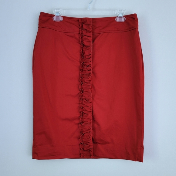 Talbots Dresses & Skirts - TALBOTS Size 8 Red Button Down Ruffle Front Knee Length Pencil Career Skirt
